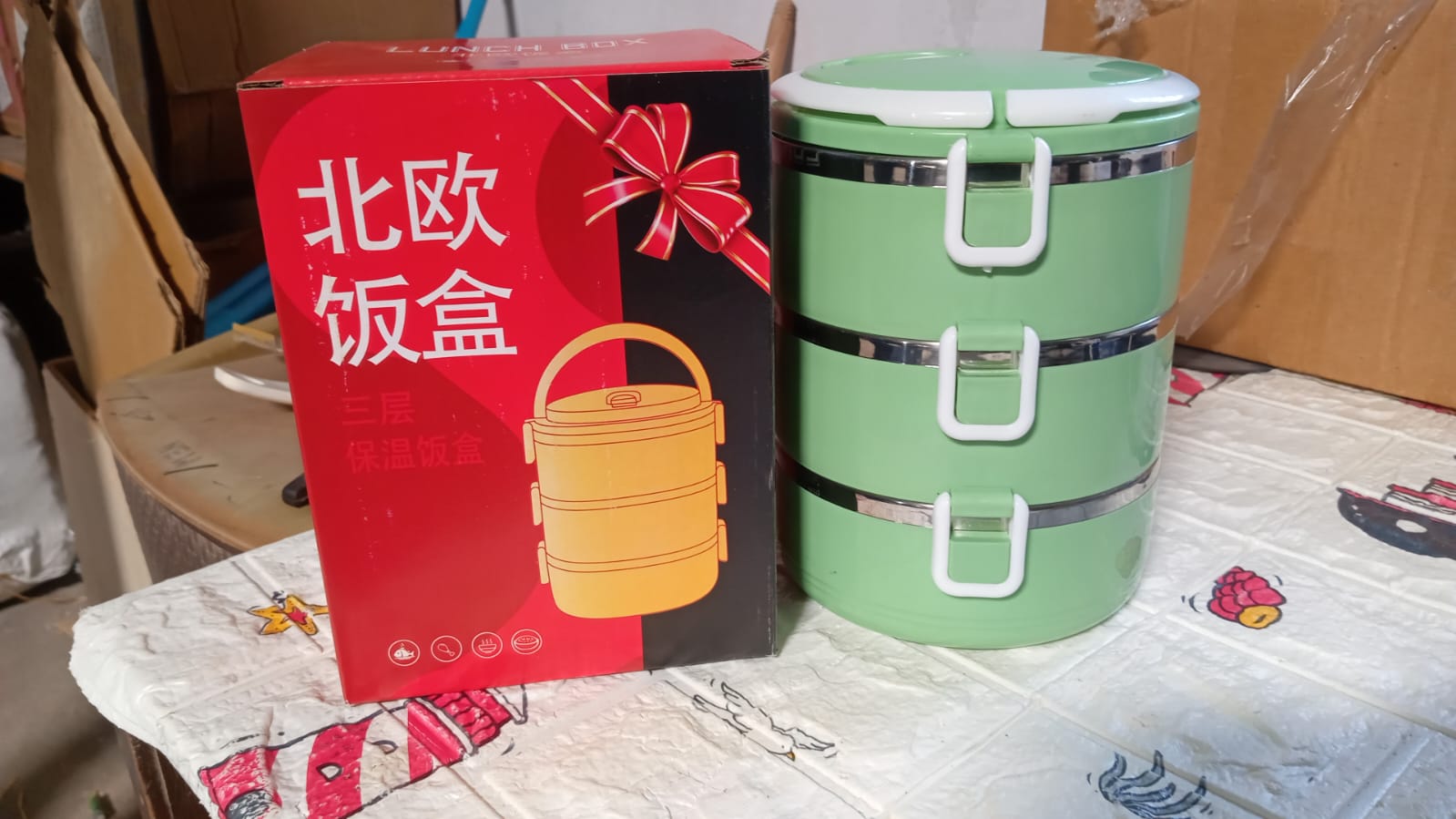 Doraemon tiffin on table Doraemon tiffin on table
